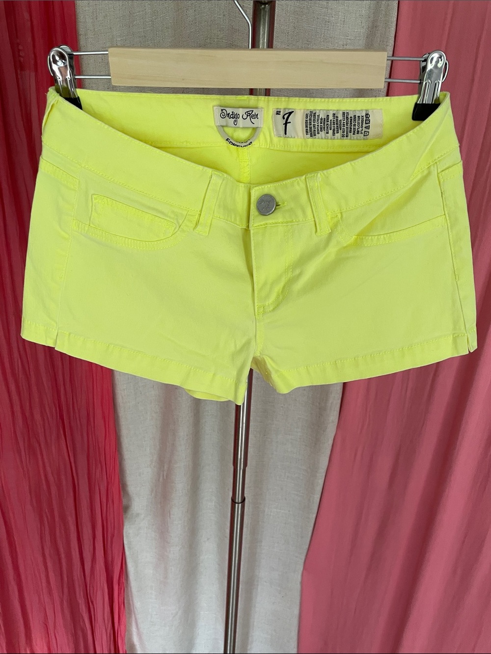 Indigo Rein Neon Yellow Women's Jean Shorts